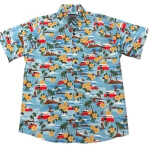 DIXXON Men’s XL Limited Edition Blue Snap-On Floral Hawaiian Button Shirt